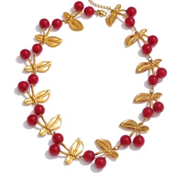 Anthropologie Jewelry - Anthropologie New adjustable Cherry Gold Women's Necklace